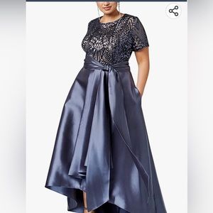 R&M RICHARDS sz 14 navy embellished sequin high low gown dress NWT B130